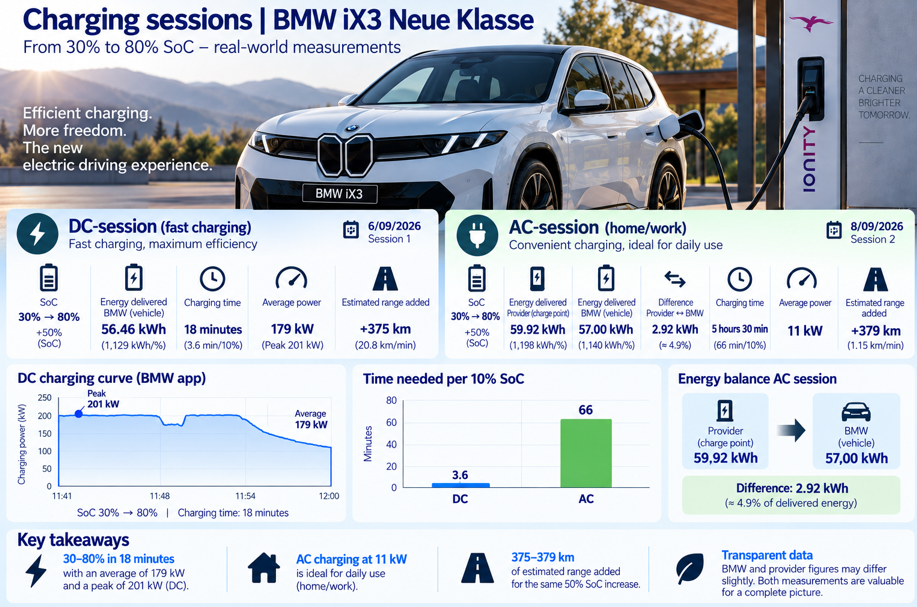 Test review DrivOlution BMW iX3 50 xDrive charging sessions